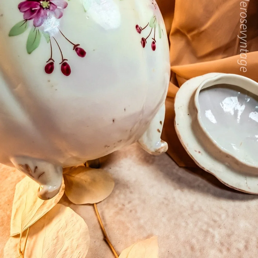 Floral‎ Antique Footed Cracker Jar